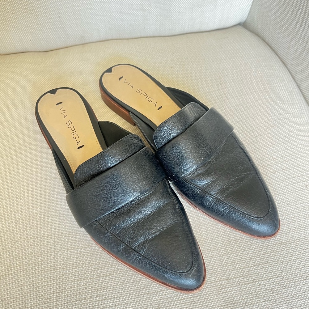 Via Spiga black leather mules 9